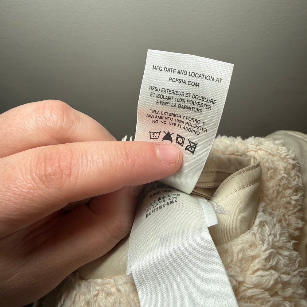 Patagonia Women's Hooded Reversible Puffer Vest Cream Fleece Lined Size X-Small - Picture 7 of 8